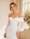 ChicSew Elegant Off The Shoulder Long Sleeves Crepe Mermaid Maxi Wedding Dress
