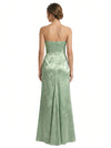 Elegant Jacquard Satin Straight Across Boning Mermaid Long Formal Evening Dresses