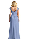 Elegant Chiffon V-neck Cap Sleeves A-line Side Slit Mother of The Bride Dresses