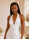 ChicSew Elegant Halter Mermaid Satin Floor-Length Open Back Wedding Dress