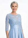 ChicSew Elegant Silky Satin Lace Applique A-Line Mother Of The Groom Dresses With Half Sleeves