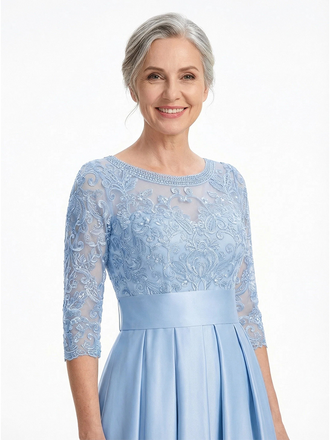 ChicSew Elegant Silky Satin Lace Applique A-Line Mother Of The Groom Dresses With Half Sleeves