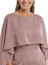 ChicSew Modern Jewel Neck Chiffon Cape Sleeve Sheath Mother Of The Groom Dresses Floor Length
