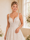 ChicSew Elegant Spaghetti Straps A-Line Lace Tulle Floor-Length Wedding Dresses With Train