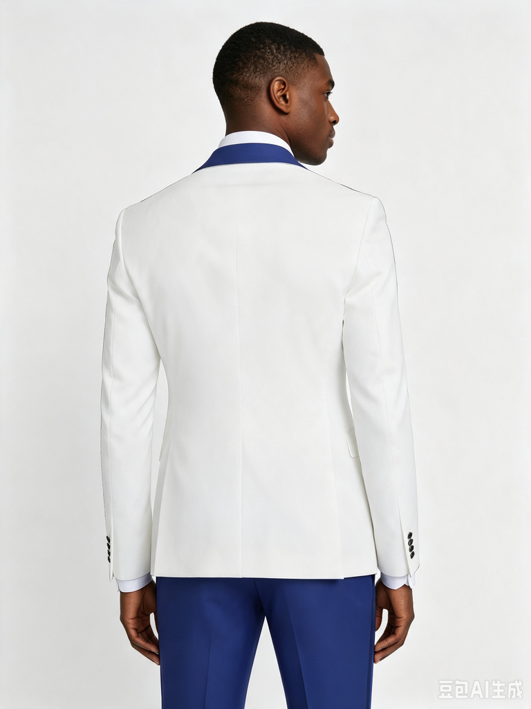 Classic 2 Piece Blue White Piece Men's Suit with Regular Fit and Sophisticated Peak Lapel
