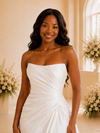 ChicSew Fancy Strapless Side Slit Maxi Long Satin Mermaid Wedding Dress