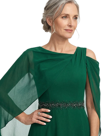 ChicSew Asymmetric Cape Sleeve Tea-Length Chiffon Mom Of The Groom Dresses