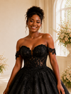 ChicSew Unique Off The Shoulder A-Line Glitter Tulle Maxi Wedding Dress With Lace Applique