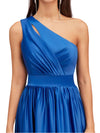 Elegant One Shoulder A-Line Side Slit Soft Satin Pretty Long Bridesmaid Dresses