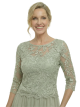 Elegant A-Line Jewel Lace Long Sleeve Mother Of The Bride Dress Chiffon Gown