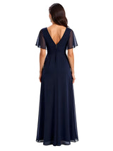 Elegant A-line V-neck Chiffon Bell Sleeves Mother of the Brides Dresses