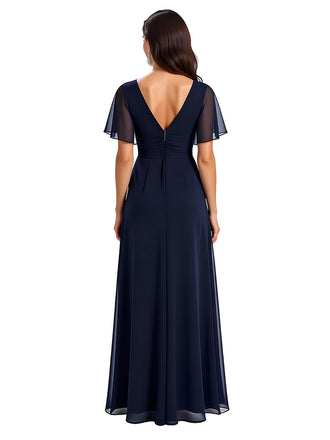 Elegant A-line V-neck Chiffon Bell Sleeves Mother of the Brides Dresses