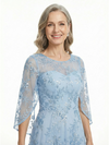 ChicSew Beautiful Embroidered A-Line Mother Of The Groom Gown Sparkly Floral Lace Applique Long Sleeve