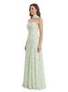 Elegant Spaghetti Straps Floral Burnout Chiffon A-Line Formal Evening Dresses