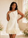 ChicSew Fancy Sleeveless Satin Mini-Length Sheath Wedding Dress With Floral Applique