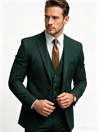 Classic 2 Piece Dark Green Men's Suit with Regular Fit and Sophisticated Peak Lapel