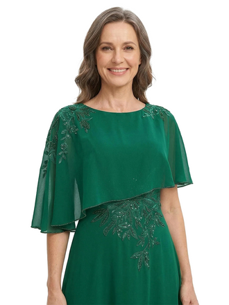ChicSew Modern Jewel Lace A-Line Chiffon Cape Mother Of The Bride Gowns