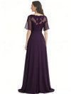 Elegant A-line V-neck Chiffon Flutter Sleeves Mother of the Brides Dresses