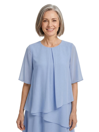 ChicSew Jewel Half Sleeve Knee-Length A-Line Chiffon Mom Of The Groom Dresses