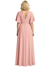 Elegant V-neck Bell Sleeves A-line Chiffon Ruffles Mother of the Brides Dresses