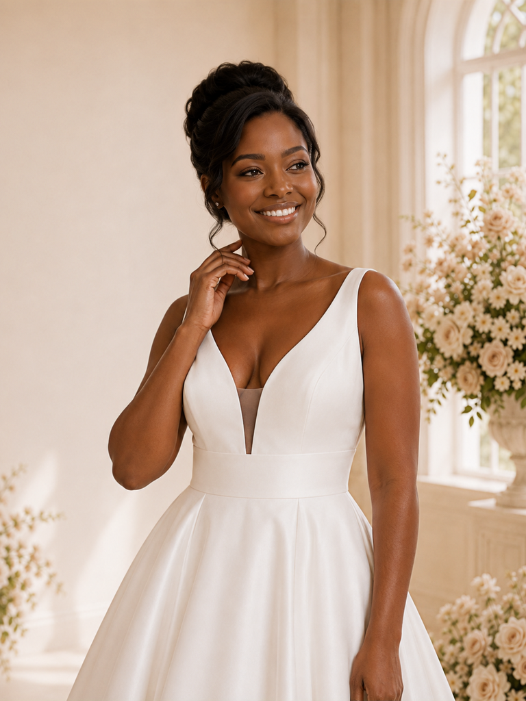 ChicSew Elegant A-Line Spaghetti Straps Satin Floor-Length Wedding Dress