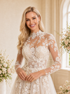 ChicSew Pretty A-Line High Neck Lace Tulle Long Sleeves Full-Length Wedding Dresses