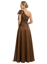 Modern One Shoulder Satin Bow Knot A-Line Mother Of The Bride Dresses