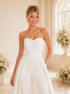 ChicSew Modern Sweetheart Sleeveless Crepe Tea-Length Wedding Jumpsuit With Overskirt