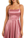 ChicSew Elegant Square Neck Spaghetti Straps Side Slit Flowy A-Line Floor-Length Satin Bridesmaid Dresses