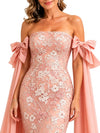 ChicSew Fancy Strapless Lace Mermaid Mother Of The Bride Dress With Chiffon Cape