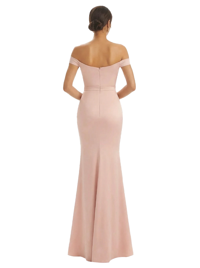 Sexy Off The Shoulder Mermaid Silky Satin Simple Floor Length Formal Evening Dresses