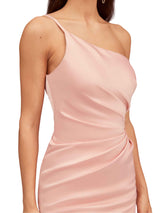 Sexy Mermaid One Shoulder Soft Satin Simple Midi Bridesmaid Dresses Online