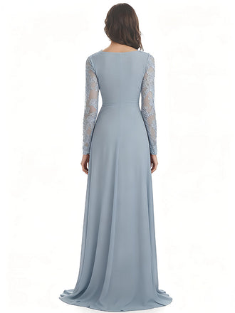 Elegant A-line Sweetheart Chiffon Long Sleeves Mother of the Brides Dresses