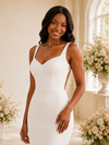 ChicSew Elegant V-Neck Crepe Mermaid Floor-Length Wedding Dress