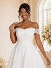 ChicSew Elegant Off The Shoulder Lace Chiffon A-Line High-Low Wedding Dress