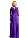 Elegant V-neck 3/4 Sleeves A-line Chiffon Mother of the Brides Dresses