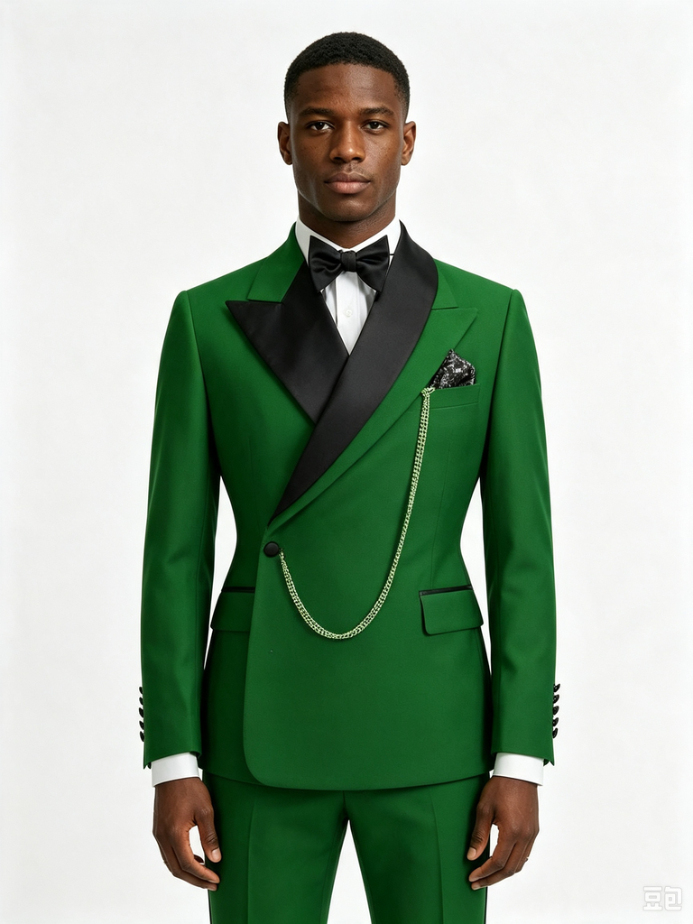 Classic 1 Piece Green Men's Suit with Regular Fit and Sophisticated Peak Lapel