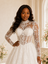 ChicSew Elegant High Neck Long Sleeves Boning Lace Maxi A-Line Wedding Dress
