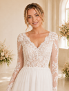 ChicSew Classy Lace Applique Tulle Long Sleeves A-Line Maxi Long Wedding Dress
