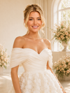 ChicSew Fancy Chiffon Off The Shoulder A-Line 3D Floral Applique Mini Wedding Dresses