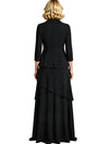 Elegant V-neck 3/4 Sleeves A-line Chiffon Long Mother of the Brides Dresses