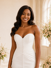 ChicSew Elegant Crepe Sweetheart Long Mermaid Wedding Dress With Button And Slit