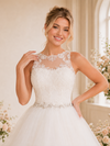 ChicSew Classy Illusion A-Line Lace Sleeveless Floor-Length Wedding Dresses With Button