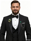 Classic 1 Piece Black Men's Suit with Regular Fit and Sophisticated Peak Lapel