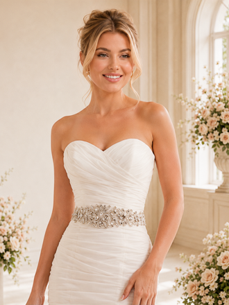 ChicSew Modern Sweetheart Mermaid Chiffon Floor-Length Pleated Ruffled Wedding Dress With Beading