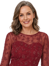 ChicSew Beautiful Sequin Lace Mother Of The Groom Gown 3/4 Sleeve Illusion Neckline