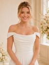 ChicSew Classy Off The Shoulder Satin Ruched A-Line Floor-Length Wedding Dress