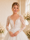 ChicSew Elegant A-Line Long Sleeves Lace Tulle Maxi Long Wedding Dresses With Long Train