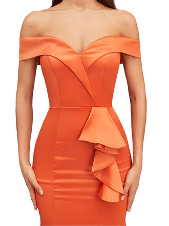 Sexy Off The Shoulder Mermaid Satin Long Bridesmaid Dresses Online With Bow