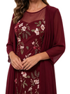 ChicSew Embroidered Floral Mother Of The Bride Dress With Chiffon Jacket Ankle-Length A-Line